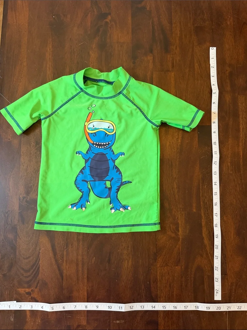 Carter's Bright Green Short-Sleeve Rashguard with Blue Dino Graphic